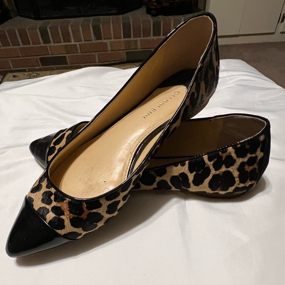 Sz 9.5 Cheetah Calf Hair Leather ballerina flats Gianni Bini - Picture 11 of 13